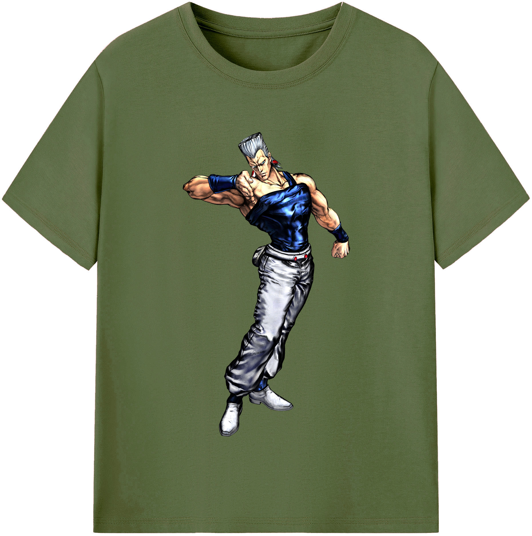 （画像用） ジョジョの奇妙な冒険 ジャン＝ピエール?ポルナレフ JoJo's Bizarre Adventure Jan Pierre Polnareff 綿100％半袖Tシャツ（フロントプリント）